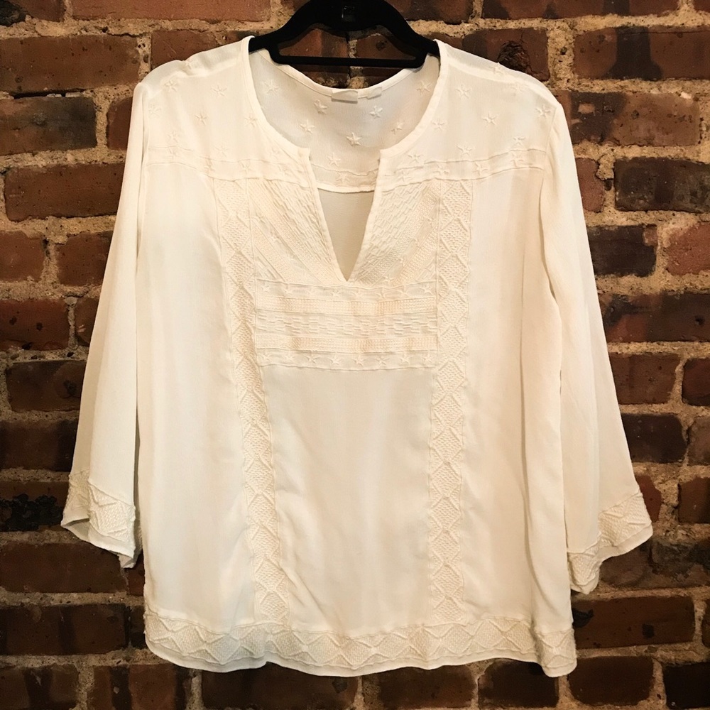 GAP embroidered detail cream blouse